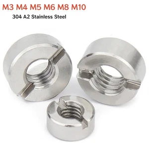 M3 M4 M5 M6 M8 M10 Slotted Round Nuts 304 A2 Stainless Steel Metric Thread - Picture 1 of 11
