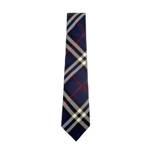 BURBERRY Manston Modern-Cut Check Silk Tie in Navy - Imagen 1 de 9