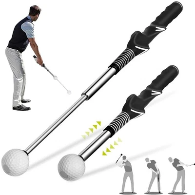 ESUKCESO Retractable Golf Swing Aid w/Rhythm Click Sound Golf Grip Trainer Speed Training