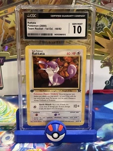 Rattata 2000 Team Rocket 1st Edition 66/82 - CGC 10 - Picture 1 of 2