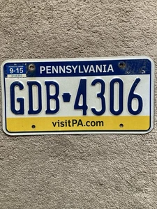 2015 Pennsylvania License Plate - GDB 4306 - Nice! - Picture 1 of 2
