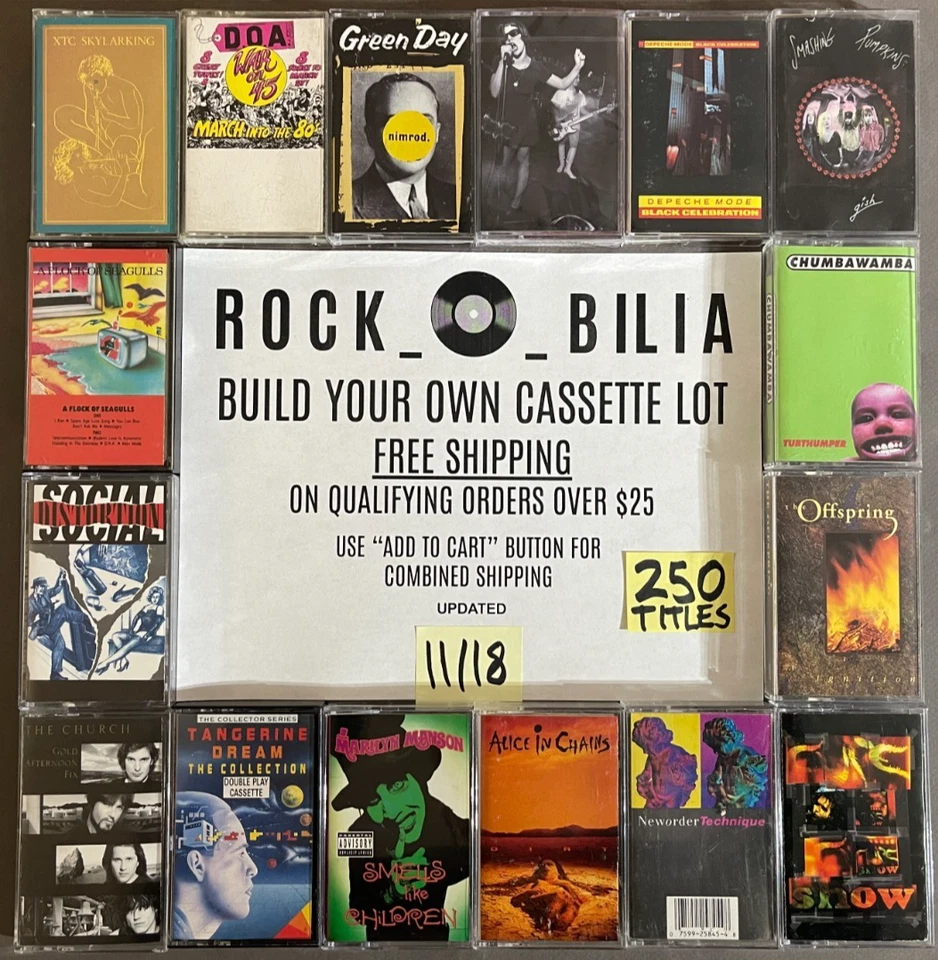 $1 & UP PUNK ALTERNATIVE GRUNGE BUILD YR CASSETTE LOT FREE SHIP ORDERS OVER $25 - Image 1 of 3