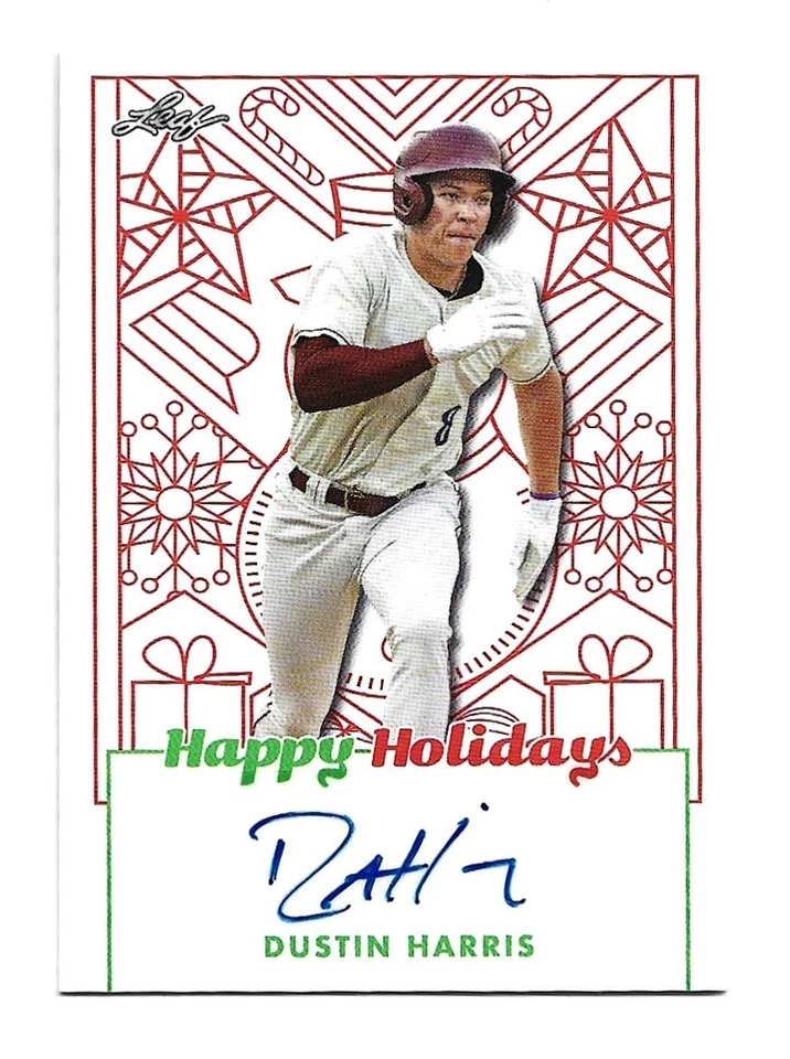 2023 Leaf Happy Holidays Autograph #BA-DH1 Dustin Harris Texas Rangers Auto - Image 1 of 1