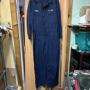 US Navy Men's Coveralls Size 46L Utility Mechanic Military 38” Waist 27” Inseam - Picture 1 of 4