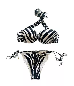 NWT495 GBP DOLCE & GABBANA ZEBRA BLACK WHITE PRIBTED Bikini Swimwear 3IT UK10 M - Picture 1 of 5