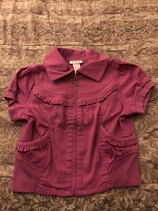 Candies  Girls Cute Short Sleeve Zipper Top L Pink - Picture 1 of 3