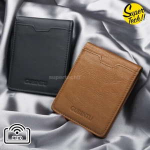 RFID BLOCKING LEATHER WALLET CREDIT CARD HOLDER SLIM MEN'S MONEY CASH CLIP PURSE - Picture 1 of 10