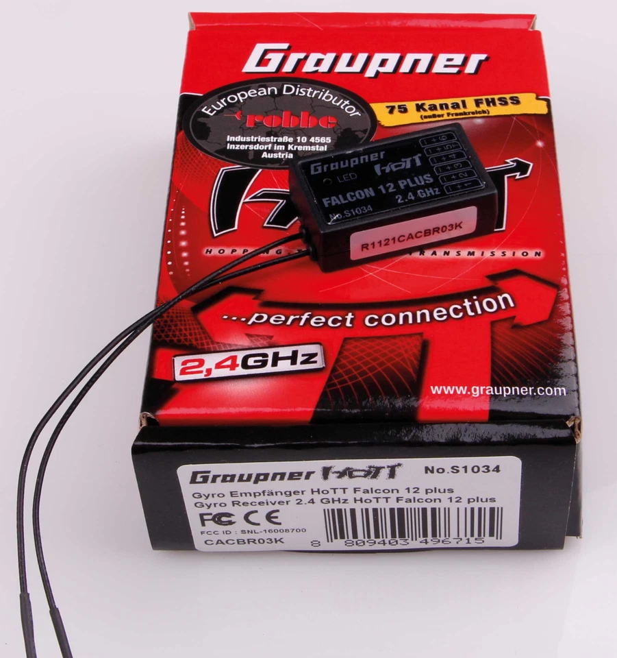 GRAUPNER FALCON 12 PLUS HOTT 3-Achs-Gyro + Vario + Antennendiversity, s1034 - Bild 1 von 1
