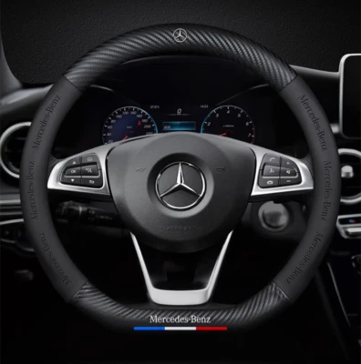15"PU Leather+Carbon fiber Steering Wheel Cover For Mercedes Benz R-S-Class - Image 1 of 4