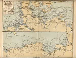 1898 = FARI DEL MARE DEL NORD = Antica Mappa = Old Map - Picture 1 of 1