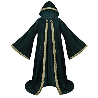 Velvet Wizard Robe with Hooded and Sleeves Halloween Fancy Cool Cosplay Costu... - Image 1 of 4
