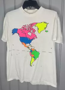 Vintage 1988 Traveller World Shirt Gr. L Single Stitch Front Back World Map USA - Bild 1 von 21