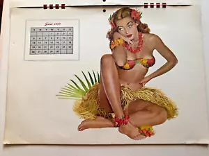 1949 Full Year 12 Month Al Moore Pinup Girl Calendar LARGE SIZE 11x16 - Picture 1 of 14