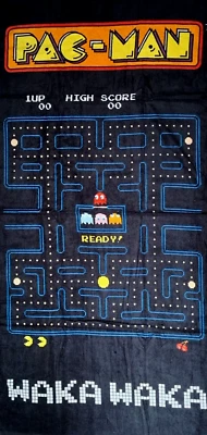 Official Pac Man Retro Gaming Beach, Bath Towel 150 X 75cm - New with Tags - Image 1 of 2