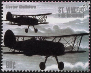 WWII RAF GLOSTER GLADIATOR Aircraft Stamp (1940-2000 Battle of Britain) - Picture 1 of 1