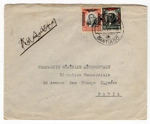 CHILE 1929 Cia Gral Aeropostal correo aéreo temprano Santiago a Francia LIGNES LATECOERE - Imagen 1 de 2