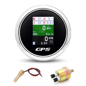 85mm 6 In 1 Boat GPS Speedometer Tachometer Pressure Temp Fuel Gauge With Sender - Picture 1 of 20