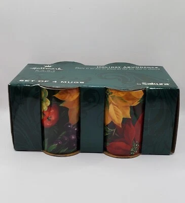 Juego de 4 tazas Hallmark HOLIDAY ABUNDANCE de SAKURA Floral ~ COLECCIÓN HOGAR Foto 1 de 4