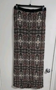 ALC Silk Skirt Womens 4 Brown Black Pull On Skirt Maxi Front Slit Lining Buttons - Picture 1 of 12