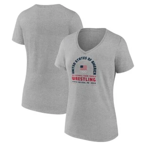 Womens Gray Team USA U.S. Olympic Team Wrestling Trials Combat Arch V-Neck Shirt - Picture 1 of 6