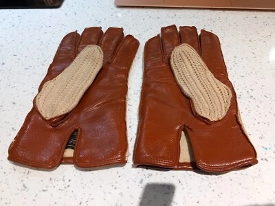 Beemark Vintage Fleece Lined Brown Leather Driving Gloves Made In England Medium - Image 1 of 3