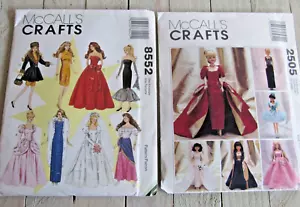Doll Clothes McCalls Sewing Patterns Craft #2505 #8552 11.5" Doll Gowns Bridal - Picture 1 of 2
