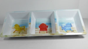 SILLAS DE PLAYA VERANO TEMA MARINO DIVIDIDO SNACK BOWLS AZUL AMARILLO BLANCO ROJO  - Imagen 1 de 5