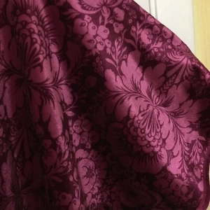 Miss Elaine Gown Floral Burgundy Velour Velvet V Neck,Slit Hem - Picture 1 of 11