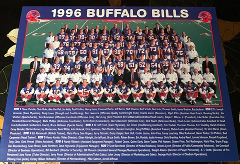 1996 Buffalo Bills - Official Team Photo - Roster- Poster - Vintage - Jim Kelly Cover