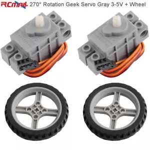 2pcs GeekServo 270 Degree Servo 3pin JR Plug + Tire Wheel for Microbit Smart Car - Imagen 1 de 7