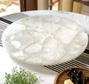 24" White Quartz Stone Center Sofa Coffee Table Crystal Healing Gemstone Decors - Picture 1 of 7