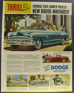 1949 Dodge Wayfarer Convertible Large Size Print Ad Excellent Original 49 - Picture 1 of 3