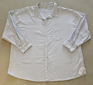 Cotton On Curve Dad Button Down Shirt Hayley Stripe Powder Blue Women's Sz 16/18 - Picture 1 of 11