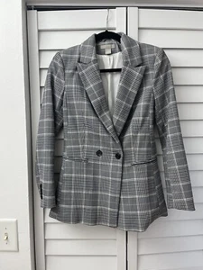H&M Grey Women's Button Blazer Jacket, Size 2 - Picture 1 of 5