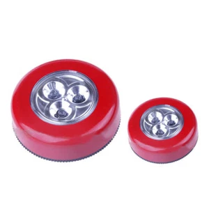 2 Pack Stick-on Push Light 3LED Battery-powered Night Light Red - Picture 1 of 8