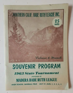 1963 Babe Ruth League Inc Souvenir Baseball Program Northern Calif - Yosemite - Picture 1 of 8