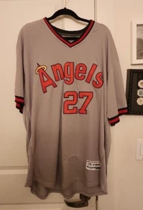 LA Angels Mike Trout 27 Throwback Jersey Men's XL 25TH ANNIVERSARY PATCH - Picture 1 of 1