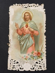 carta sacra cromolitografia santino immagine pieuse "GESÙ" - Foto 1 di 2