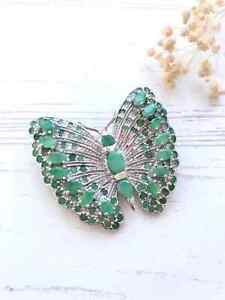 6Ct Butterfly Inspired Women's Brooch In Emerald Breastpin papillon inspiration