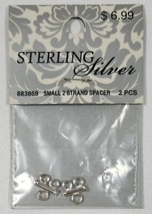 2 PCS Sterling Silver Small 2 Strand Spacers Jewelry Replacements/Crafts/Repair - Picture 1 of 3