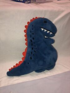 Blue Dinosaur Throw Pillow Plush 17” Stuffed Animal Boys Room Decor