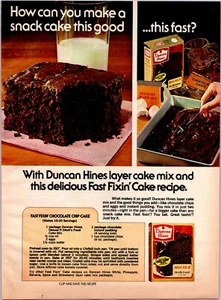 PRINT AD 1975 Duncan Hines Deluxe II Devils Food Fast Fixin Cake Recipe 8.5 x 11 - Picture 1 of 1