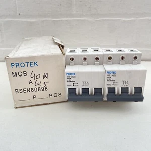 2 X PROTEK 40A MCB 340/2C 415V BSEN60898 6000 JOBLOT CIRCUIT BREAKER - Picture 1 of 7