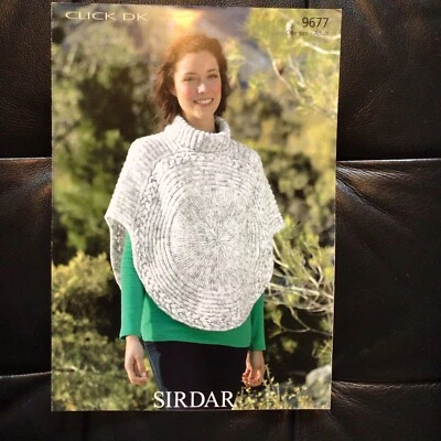 Sirdar Click D/K Ladies Poncho Knitting Pattern One Size 9677 - Image 1 of 3
