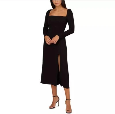 Adrianna Papell Womens Crepe Smocked Square Neck Sheath Dress Size 6 - Image 1 of 4