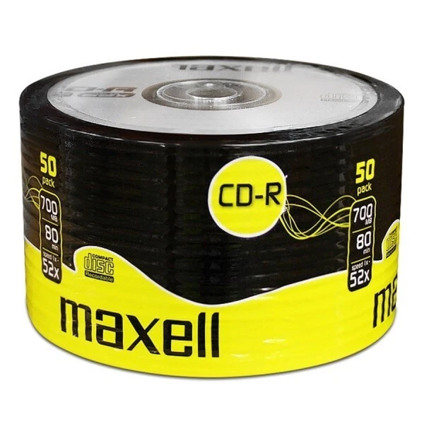 Maxell CD-R Recordable 50 Pack Shrink-Wrap 52x Blank Discs 700MB/80mins - Image 1 of 2