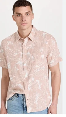 Vince Classic Fit Linen Blend Button Up Shirt Mens Medium Palm Print - Image 1 of 4