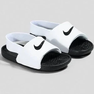 Size 7C White Nike Toddler Sandals Slide On With Heel Strap Slides Unisex - Picture 1 of 8