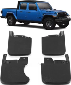 Genuine Front & Rear Splash Guards Mud Flaps For 2021-2024 Jeep Gladiator Willys - Picture 1 of 8