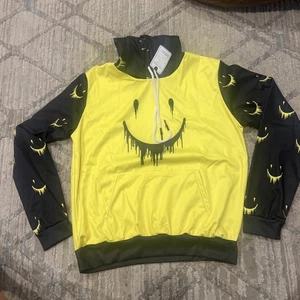 Freshhoods Smile Sweatshirt Herren Large schwarz/gelb Raglanärmel Rundhals - Bild 1 von 4